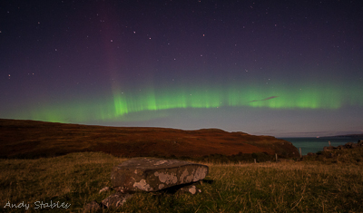 The Manners Stone with the Aurora at Galtrigill
