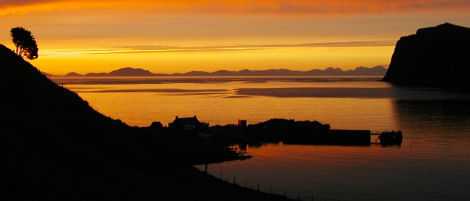 Sunset over Meanish Pier, Milovaig