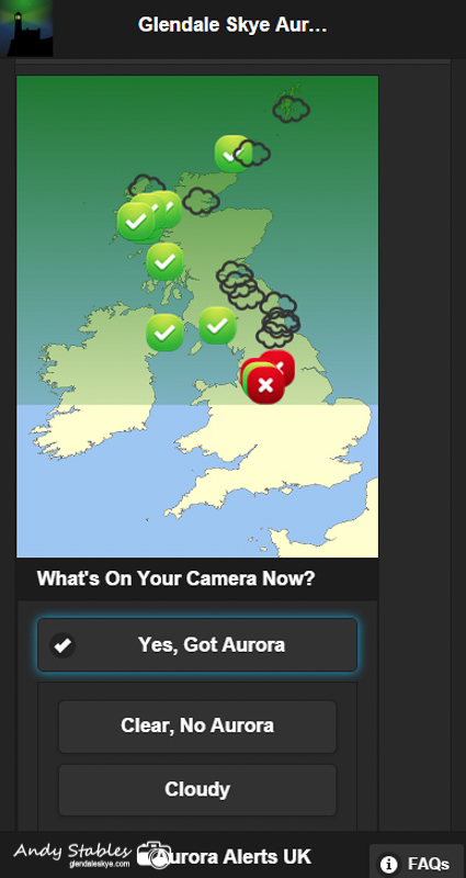 Live Reports on the Glendale Skye Auroras App